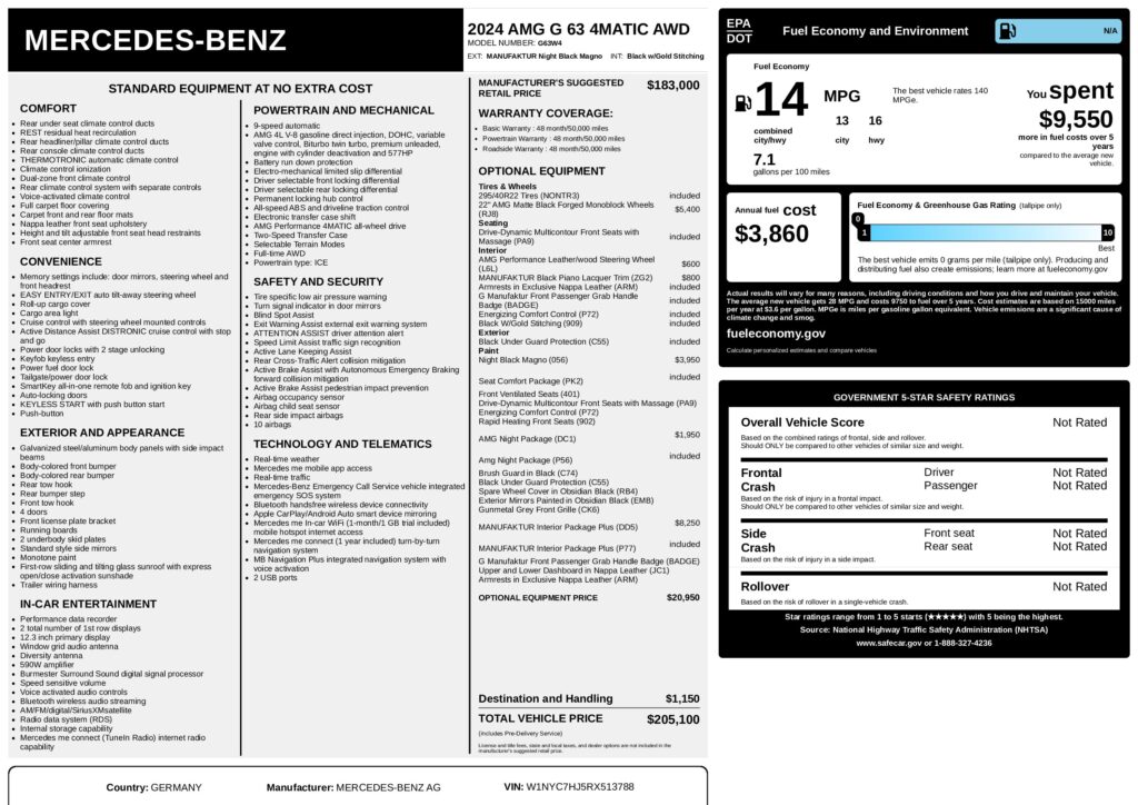 2024 Mercedes-Benz G63 AMG Grand Edition